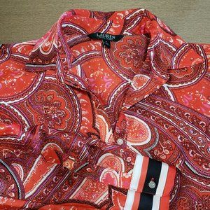 Lauren Ralph Lauren Red Paisley Long Sleeve Dress